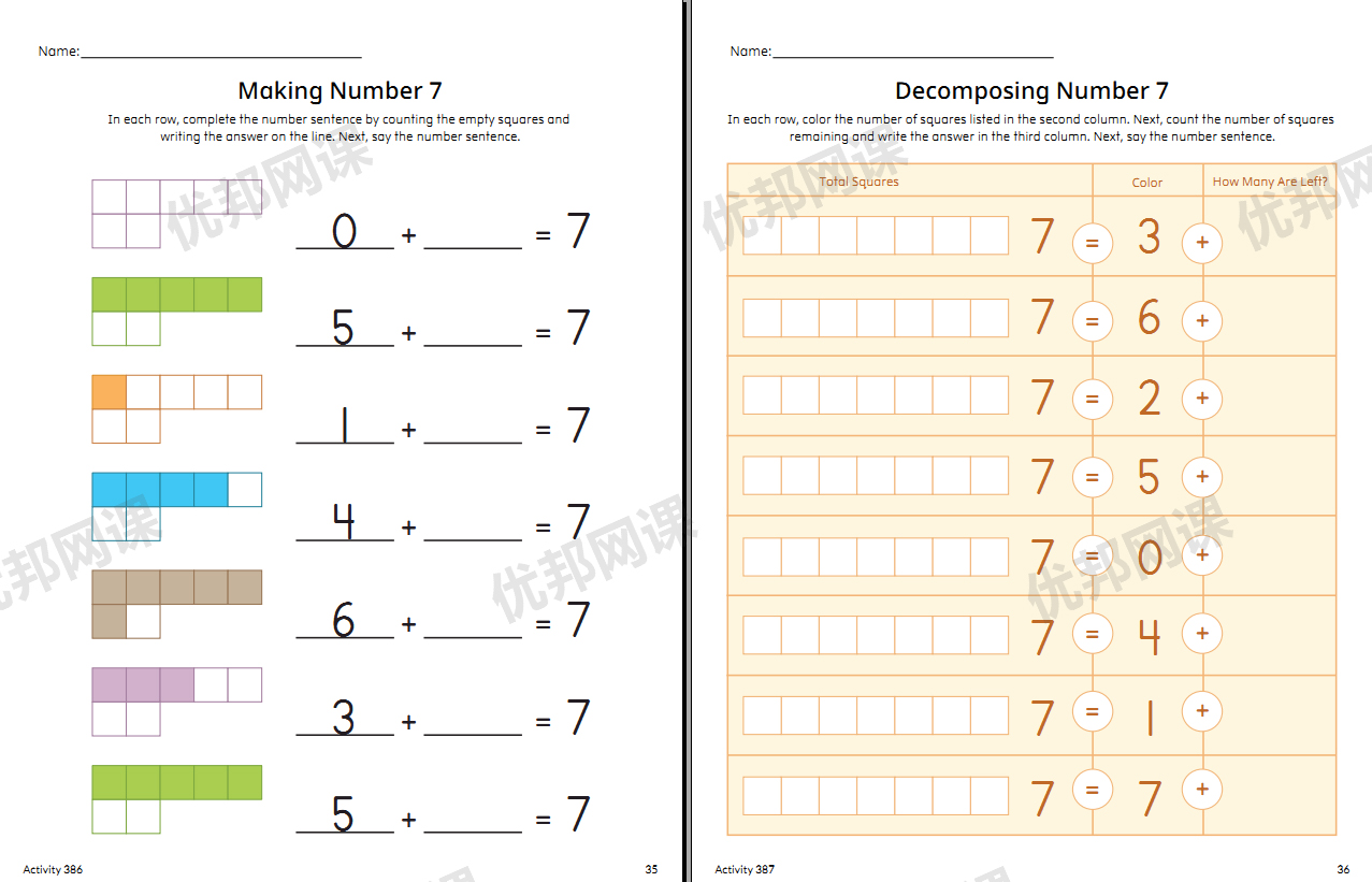《Kindergarten Math》数学启蒙基础英文练习册附答案PDF