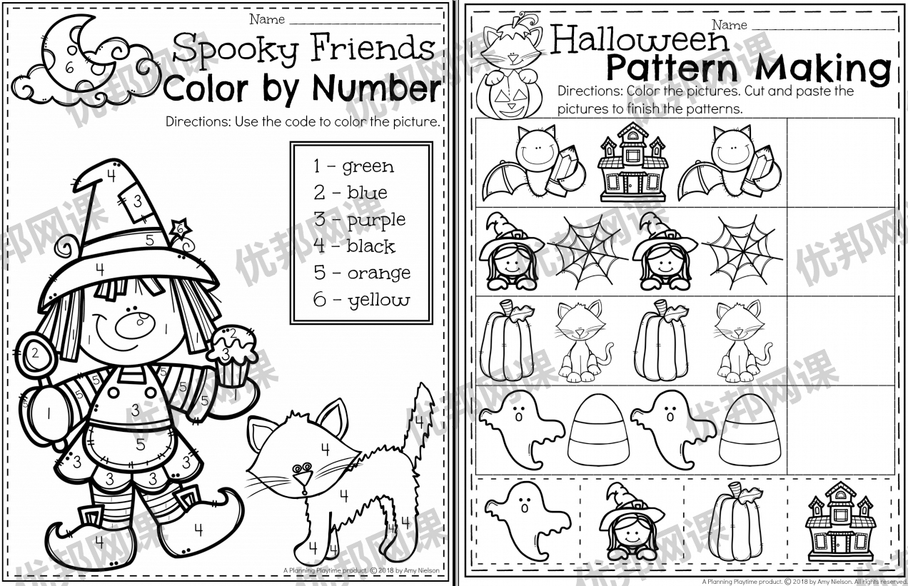 《Halloween Preschool》万圣节游戏素材练习册作业纸PDF