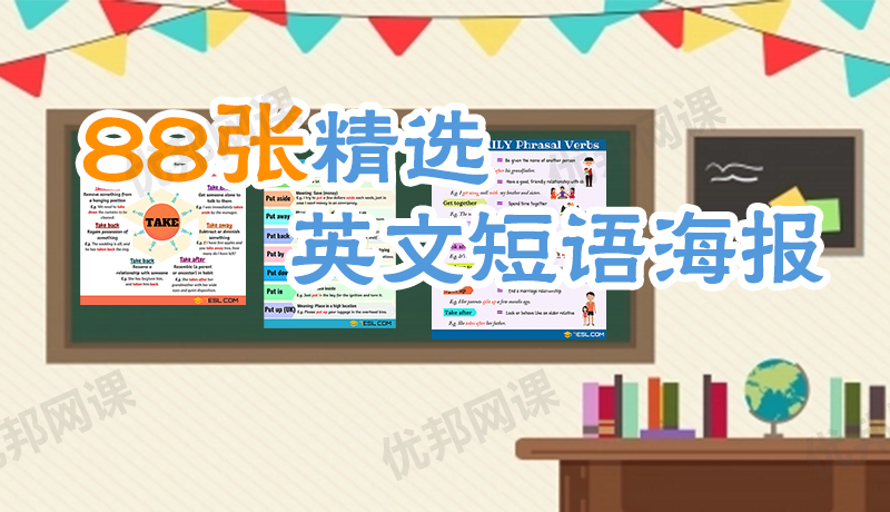 《88张精选英文短语海报》英语动词词组环创素材