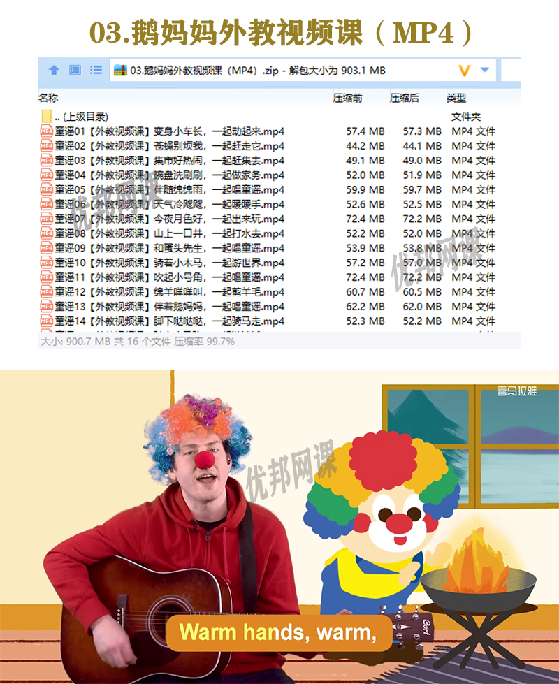 《鹅妈妈童谣Mother Goose英文资源包》视频+音频+讲义+手工