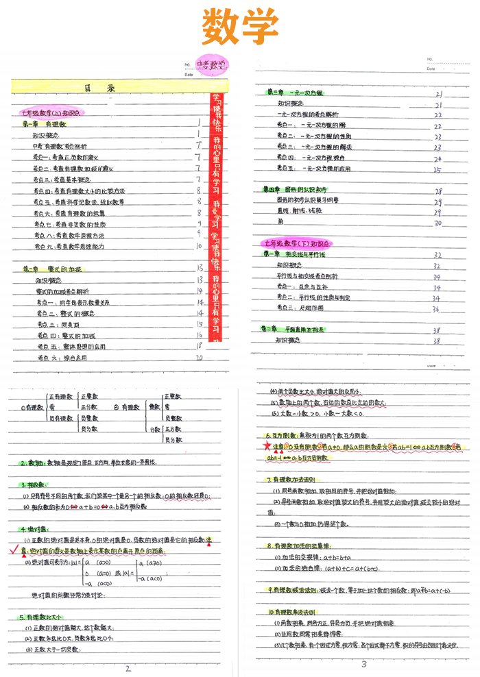 《初中中考全套学霸状元手写提分笔记》数学语文英语化学历史地理PDF
